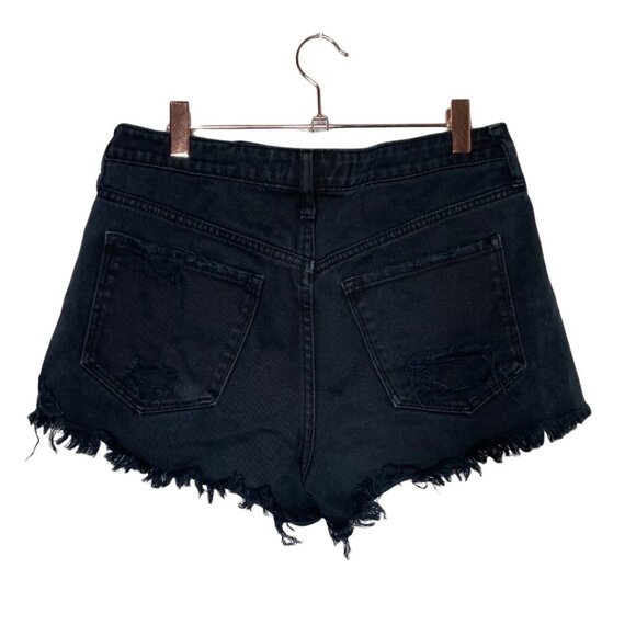 Klique B. Black High Rise Festival Jean Shorts Size 28 Distressed Destroyed - Picture 3 of 6